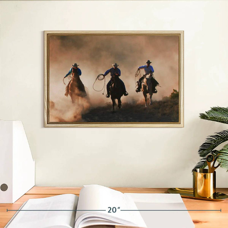 Western Sundown, Cadre flottant en bois naturel, 13 po x 9 po