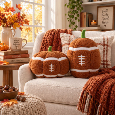 Ensemble de coussins décoratifs 2 pièces Fall Football and Pumpkin