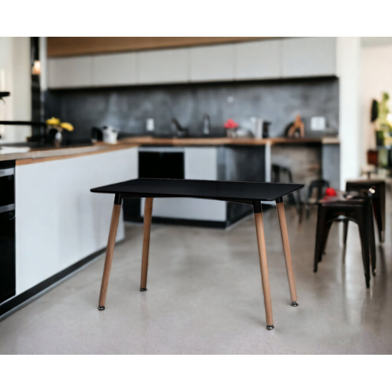Waris Beech Solid Wood Dining Table, Black