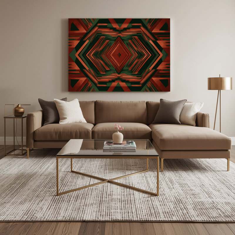 Art mural sur toile vert Op Art 70, 20" H x 30" W