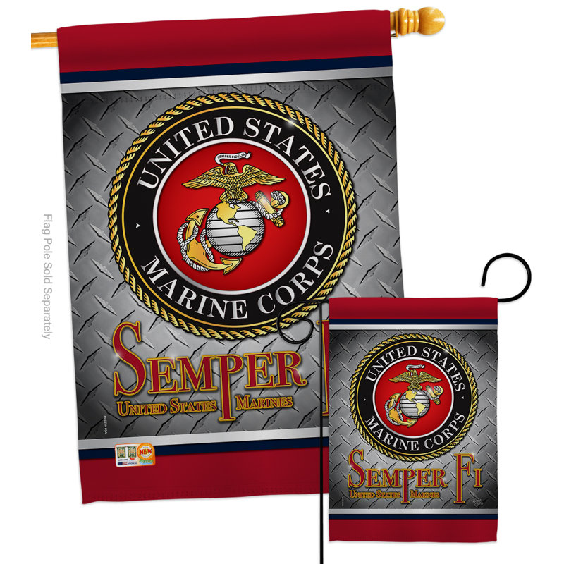 Double Sided 28'' H x 28'' W Polyester Flag Set, Marine