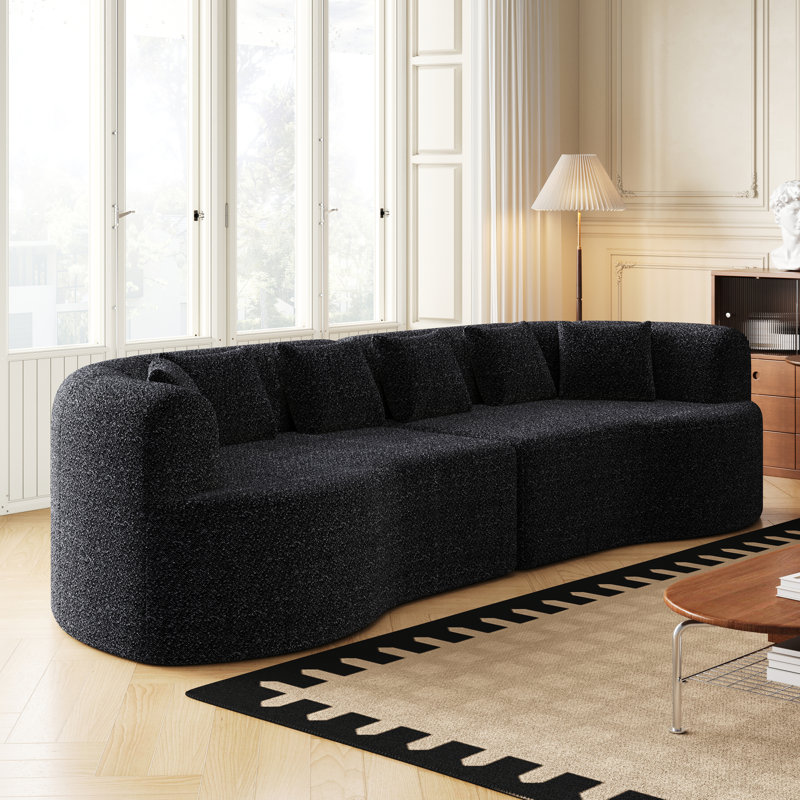 Canapé modulaire spacieux en chenille avec assise profonde, idéal pour la maison