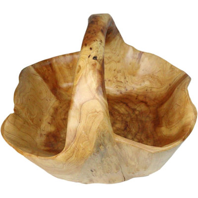 Panier rustique en bois sculpté à la main