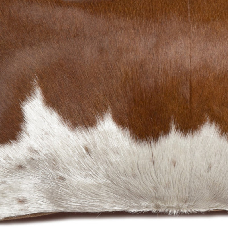  12" X 20" Brown and White Cowhide Throw Pillow