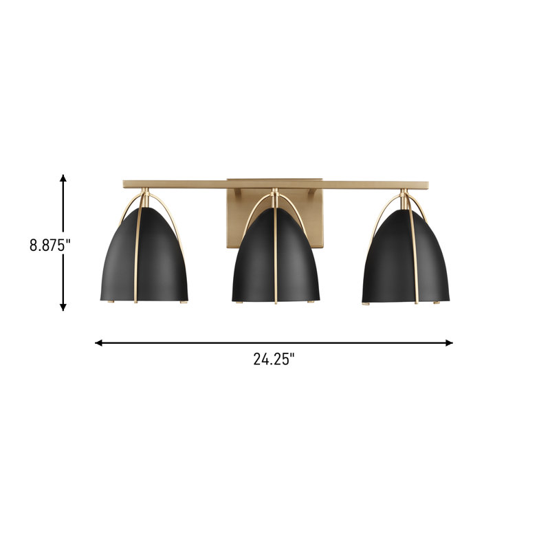 Three Light Wall / Bath, Satin Brass, No