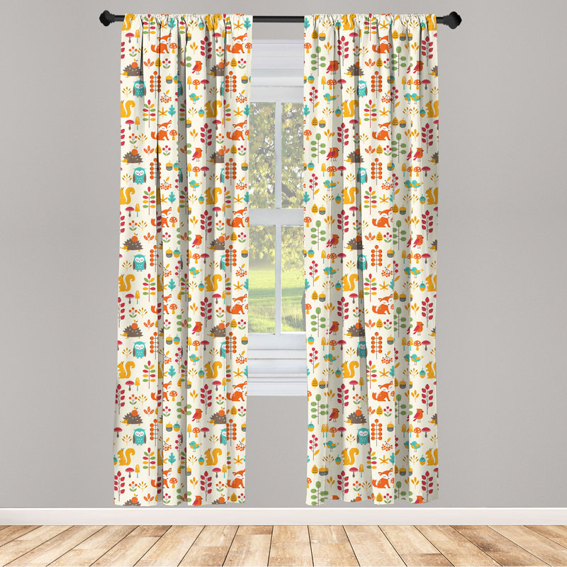 Children Semi-Sheer Rod Pocket Curtain Panels, 28" x 84"