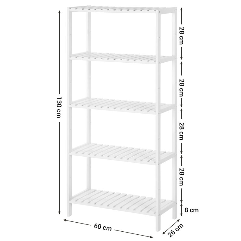 Solid Wood Freestanding Bathroom Shelves, White