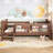 Kids Twin Solid Wood Floor Bed with Bookcases, Cute Stairs and Guardrails-1858845792-1858845793
