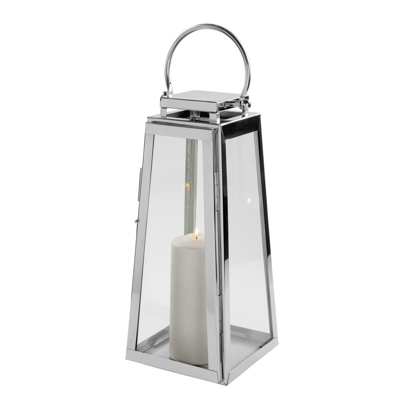 Stainless Steel Floor Lantern, 43cm H x 18cm W x 18cm D