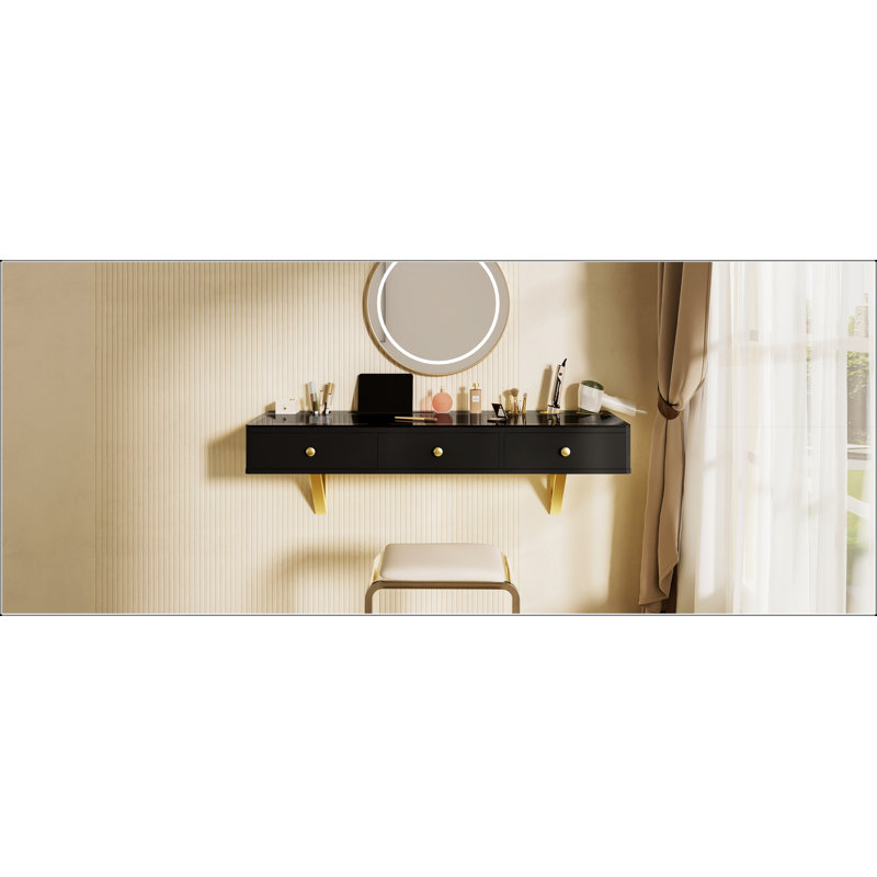 Tablette flottante avec tiroir, meuble-lavabo mural polyvalent de 47 pouces pour chambre à coucher et salle de bain GO
