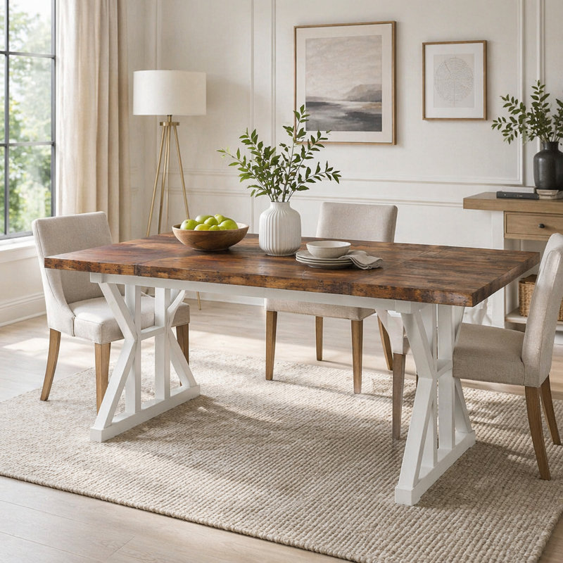 Kitchen Table,Dining Table, Brown / White