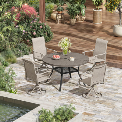 4-Person Outdoor Patio Dining Set With Swivel Chairs by Red Barrel Studio
