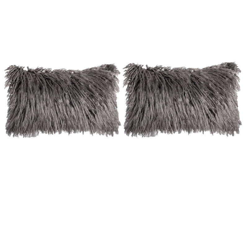 Faux Fur Pattern Faux Fur Throw Pillow Cover Only, Dark Gray, No