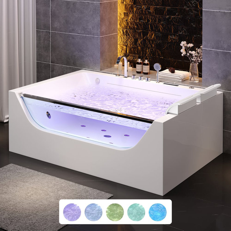 Baignoire de massage en acrylique pour deux personnes avec contrôle de thermostat et fonction cascade - Conception de spa moderne pour la détente