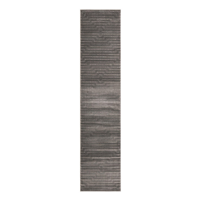 Latitude Run® Mirage Nikica Rug Gray and Silver, Runner 2'7" x 12'
