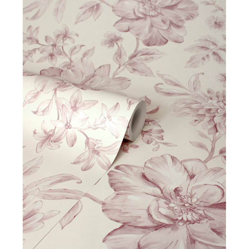 Papier peint floral Gabriela, Rose