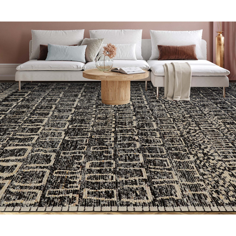 Hand Woven Wool Moroccan Area Rug, Rectangle 8' x 10'