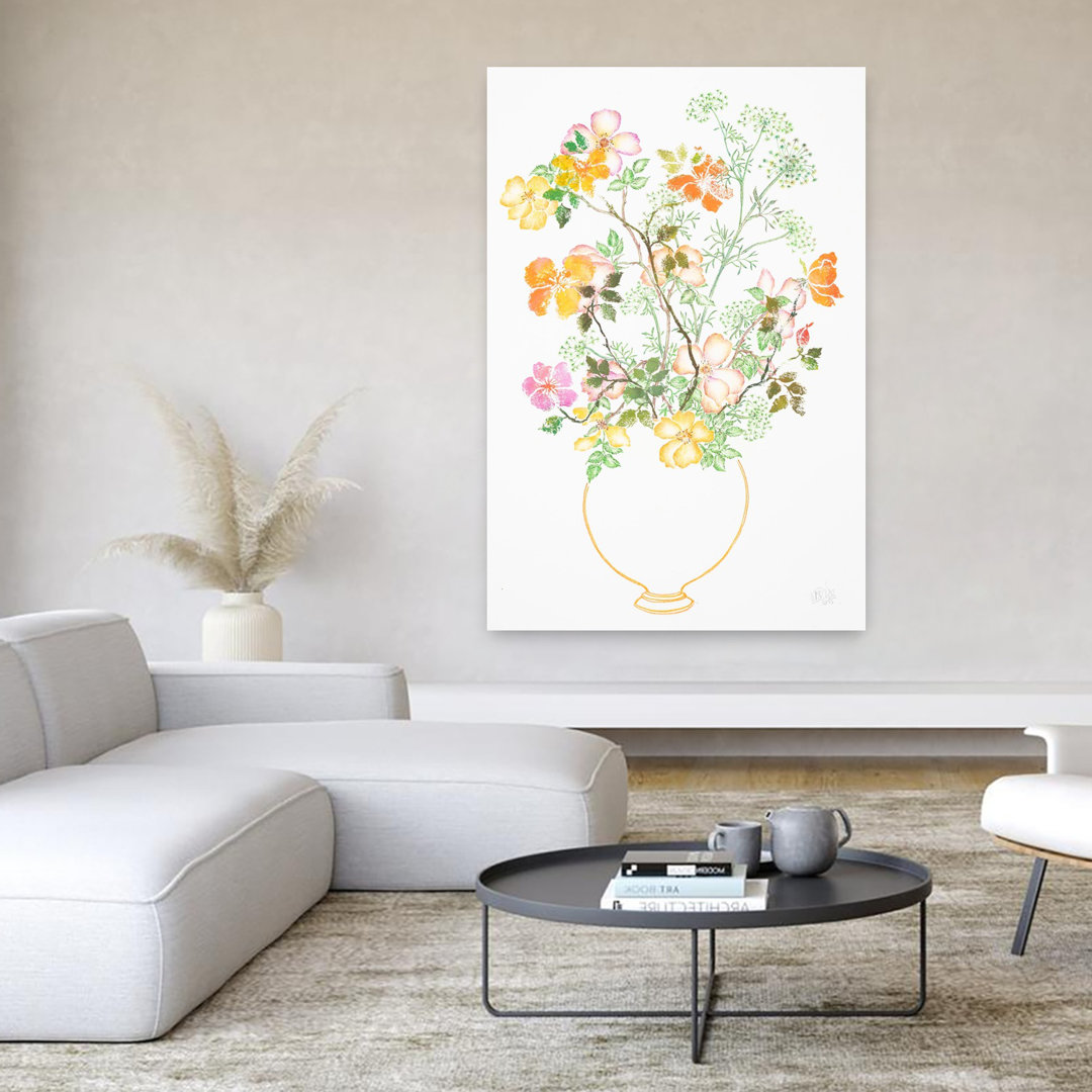Contemporary Art Colorful Contemporary Delicate Rose Flower Nature Wall Art