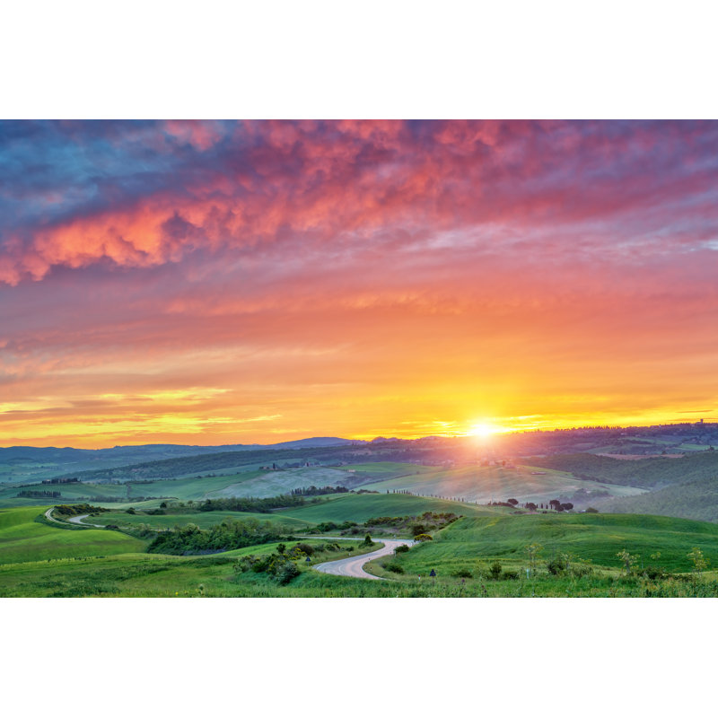 Colorful Tuscany Sunrise 1 Piece Wrapped Canvas Wall Art, 20cm H x 46cm W x 3.8cm D