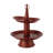 Decorative Tray, 2-Tiered Oval Shape, Loop Handle, 15 Inch Red Metal Finish