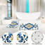 Ensemble de 3 tapis de salle de bain bleu et jaune à motif floral