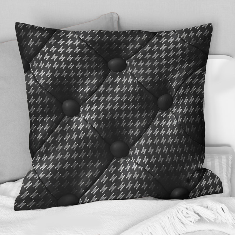 Coussin Black Houndstooth II - Mid-Century, H 18 po x l 18 po