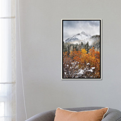 Mont Sneffels, automne, tempête de neige - Montagnes de San Juan, Colorado, enneigées, paysage, reproduction d'art mural, toile encadrée