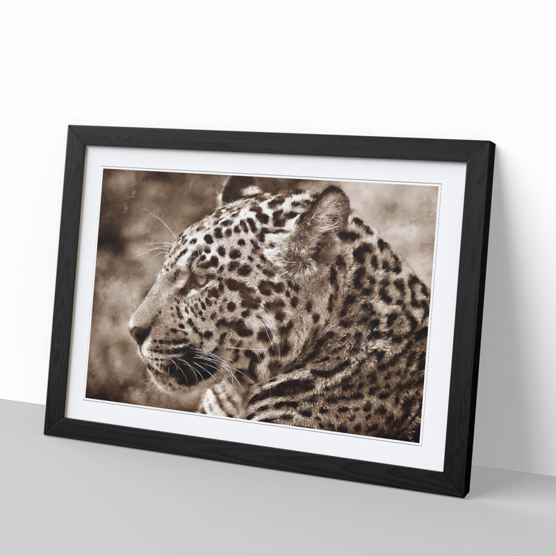 Jaguar - Picture Frame Painting, 27cm H x 36cm W x 2cm D, Black