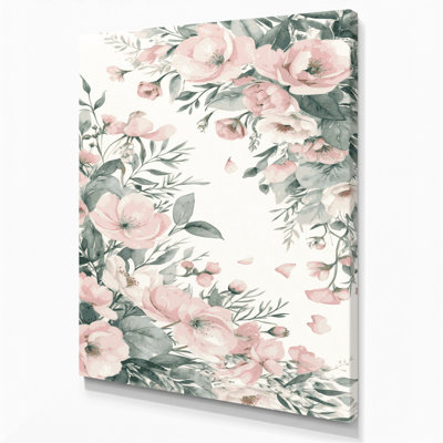 Aquarelle, art floral sur toile beige 10
