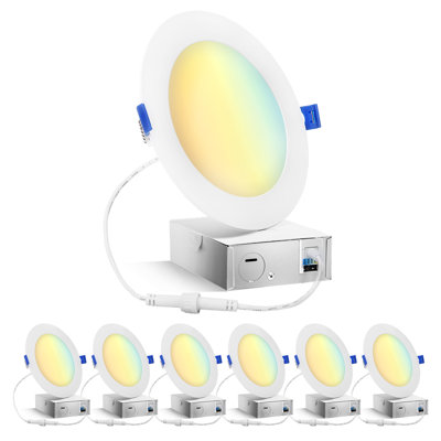7.17'' Selectable Color Temperature 12 Watt Dimmable IC Rated LED Retrofit Recessed Lighting Kit