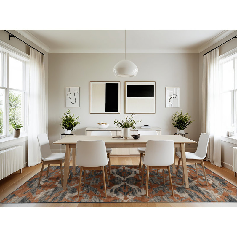 Machine Washable Turkish Brown Area Rug, Rectangle 7' x 10'