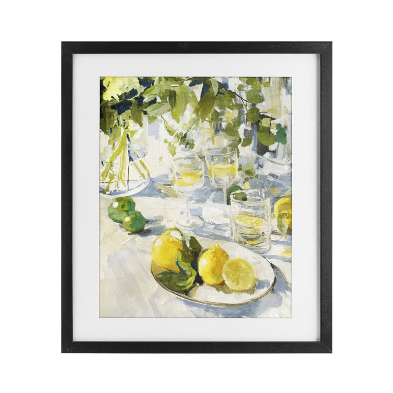 «Meringue Lemons», reproduction encadrée sous verre, conception par Annabelle Hall, H 16 po x l 13 po, Cadre noir minuit