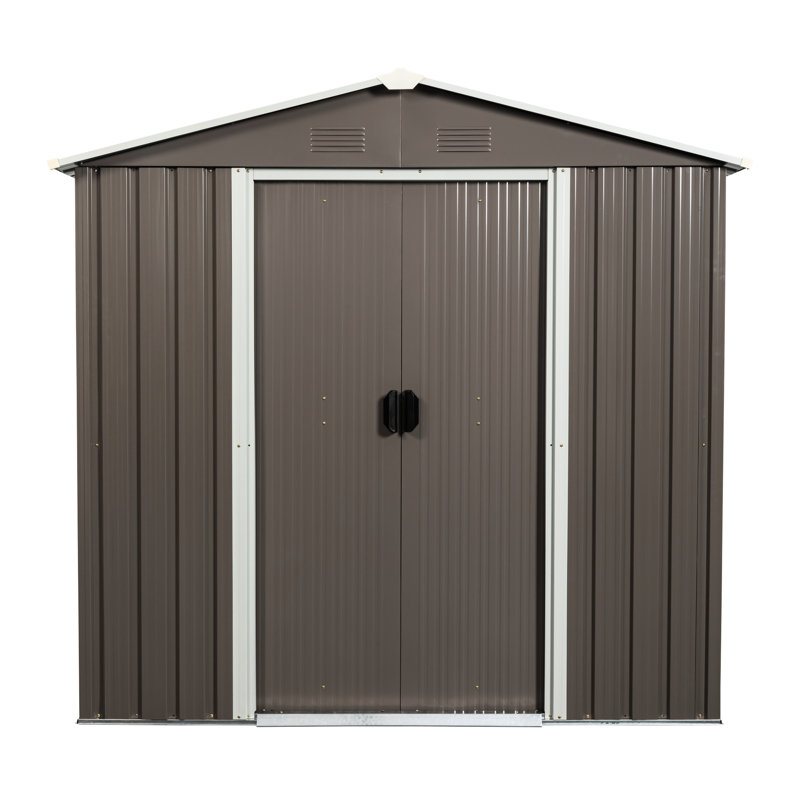6Ft X 5Ft Outdoor Metal Storage Shed Gray - Galvanized Iron For Weather- And Structures Durability Functionality, Gray