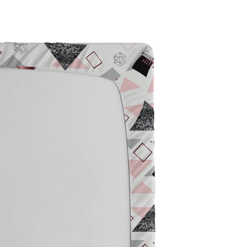 Drap-housse Ambesonne, Gris rosé, rose séchée / géométrique, Drap-housse très grand californien