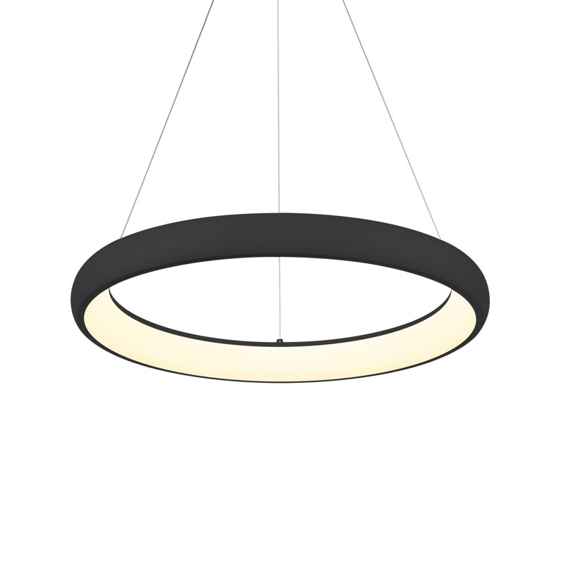 Cortana Sleek Black LED Drum Pendant Light