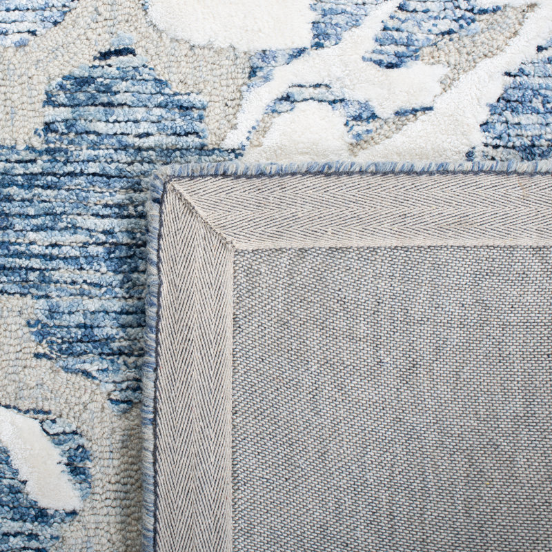 Tapis floral en laine touffeté à la main Ahoufe, Rectangle de 9 pi x 12 pi