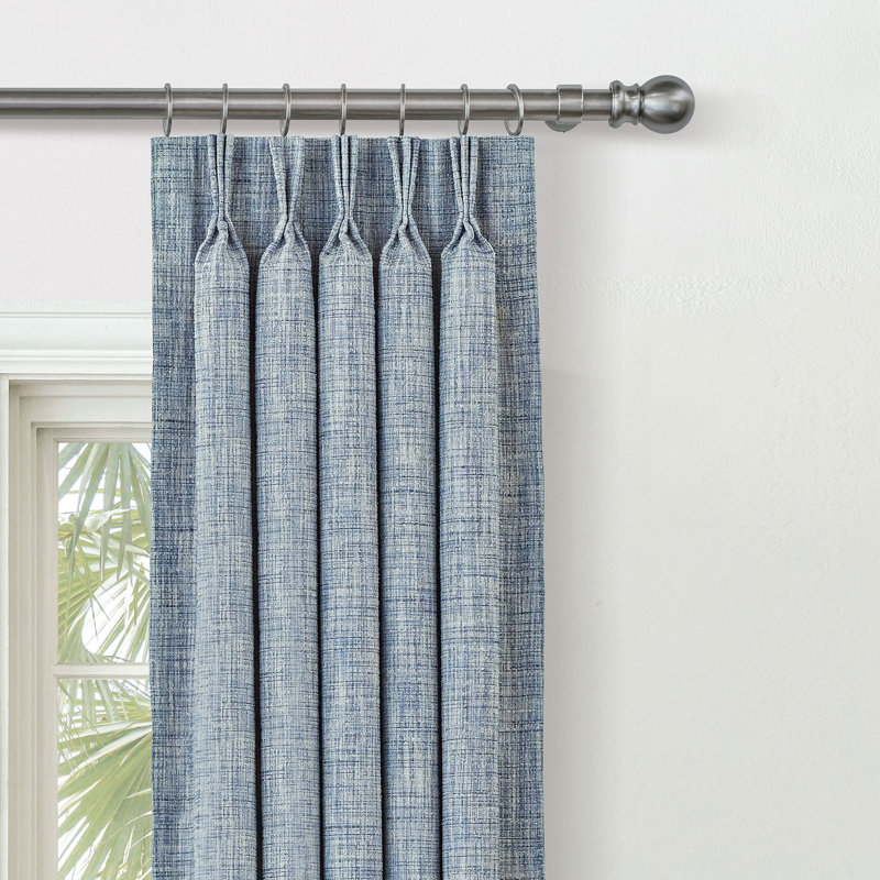 Cavill Textured Curtain Panel In Wheat, 20" W x 108" L, Blue