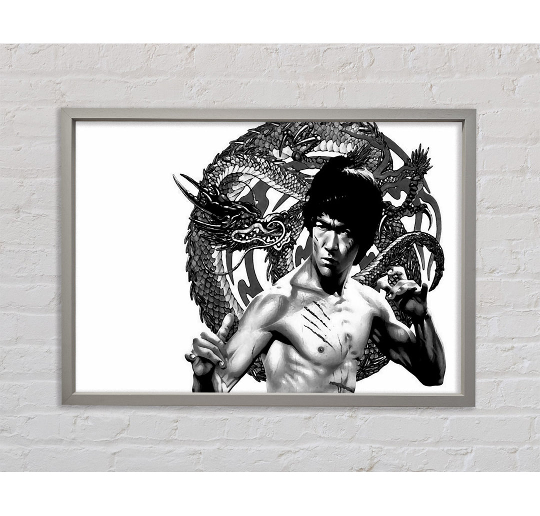 Bruce Lee Dragon B N W - Einzelner Bilderrahmen Kunstdrucke auf Leinwand