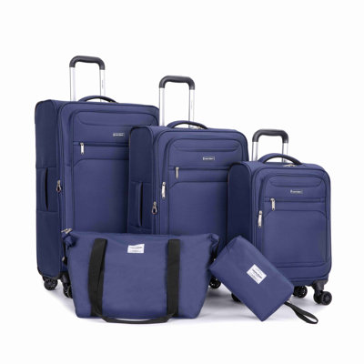 5-Piece Set (18/23/27/Travelbag /toiletry bag) ,Softshell Suitcase Spinner Wheels Terylene Polyester Luggage Sets Carry On Suitcase Luggage Lightweight Durable Suitcase