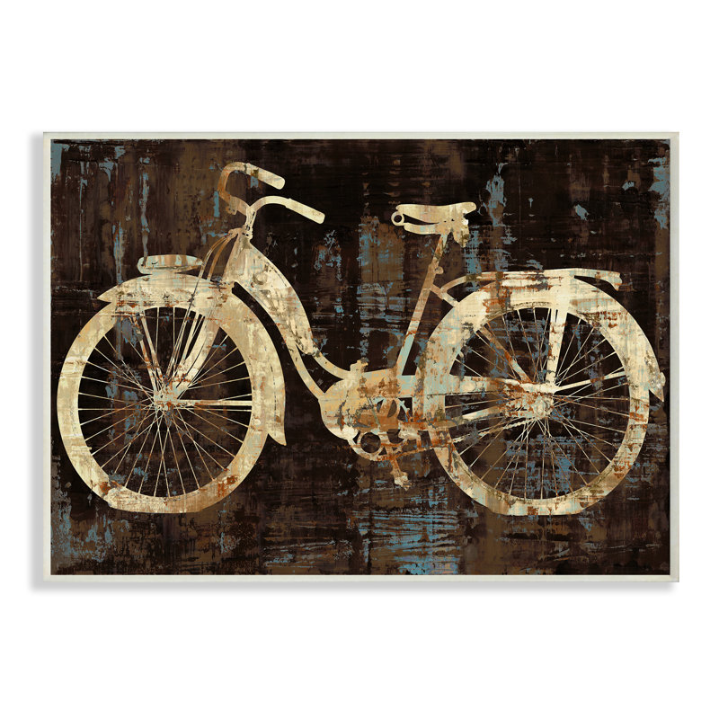 « patined bicycle »-impression sous forme d’art, H 10 po x l 15 po x P 0,5 po, Plaque murale