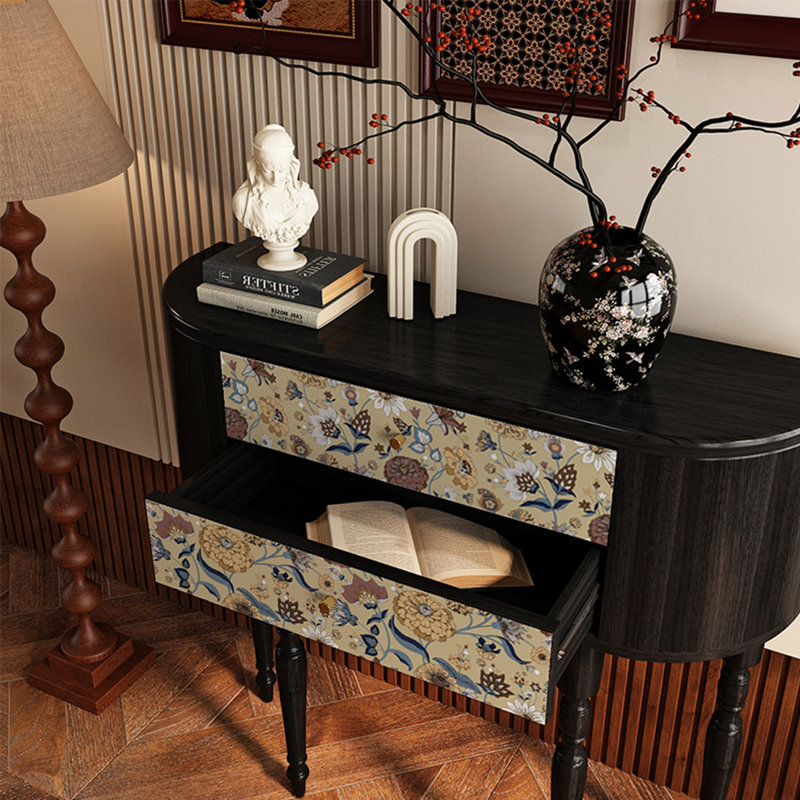 Console rétro élégante avec 2 tiroirs, H 35,43 po x l 39,37 po x P 11,81 po