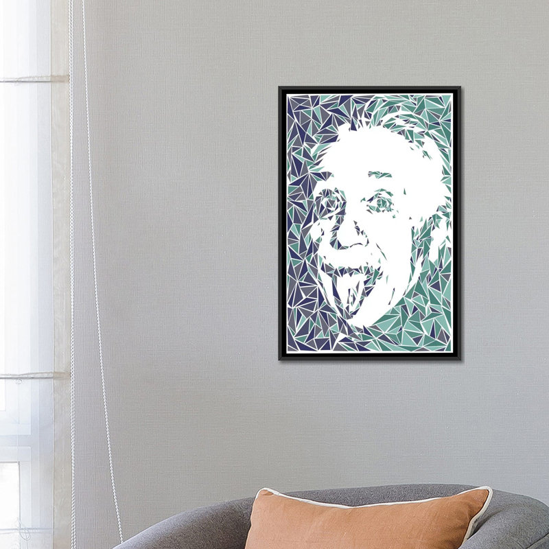 « albert einstein », impression sur toile, H 26 po x l 18 po x P 1,5 po, Toile avec cadre noir, Pas de tapis