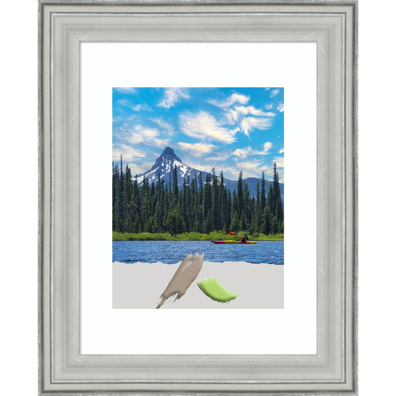 Asencion Silver Wood Picture Frame with Mat, 11" x 14"