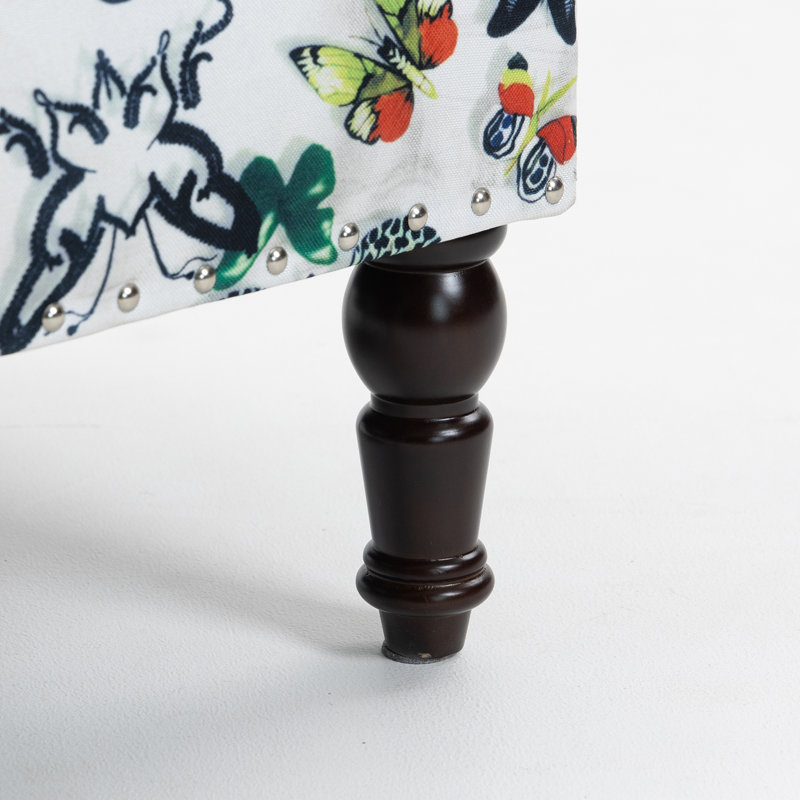 Fauteuil d'appoint à garniture cloutée Floral, Blanc