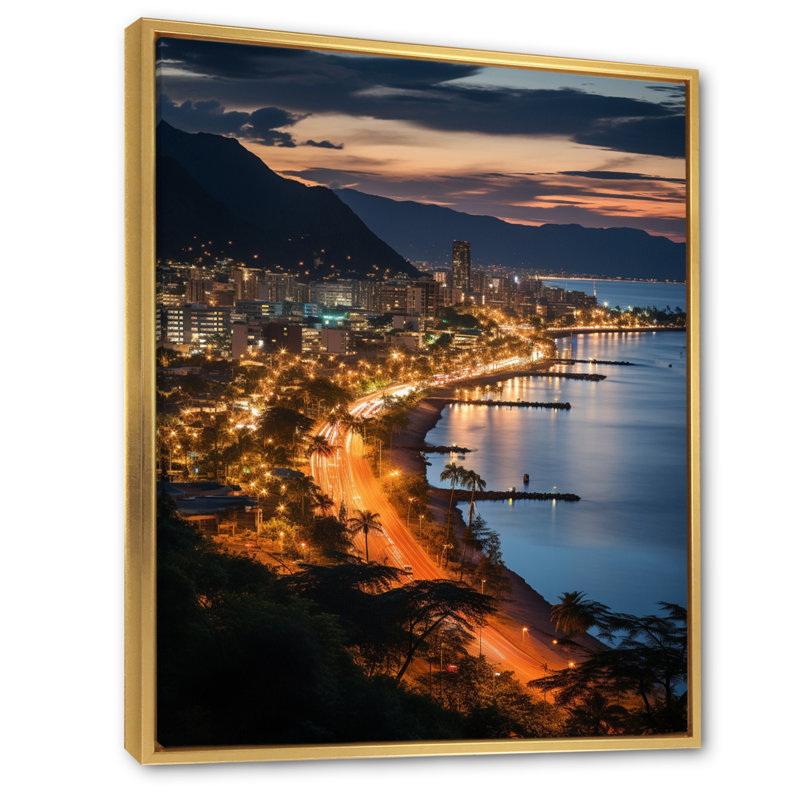Yoherlin Honolulu, beau paysage urbain, Spot III - impression, H 20 po x l 12 po x P 1 po, Cadre flottant doré