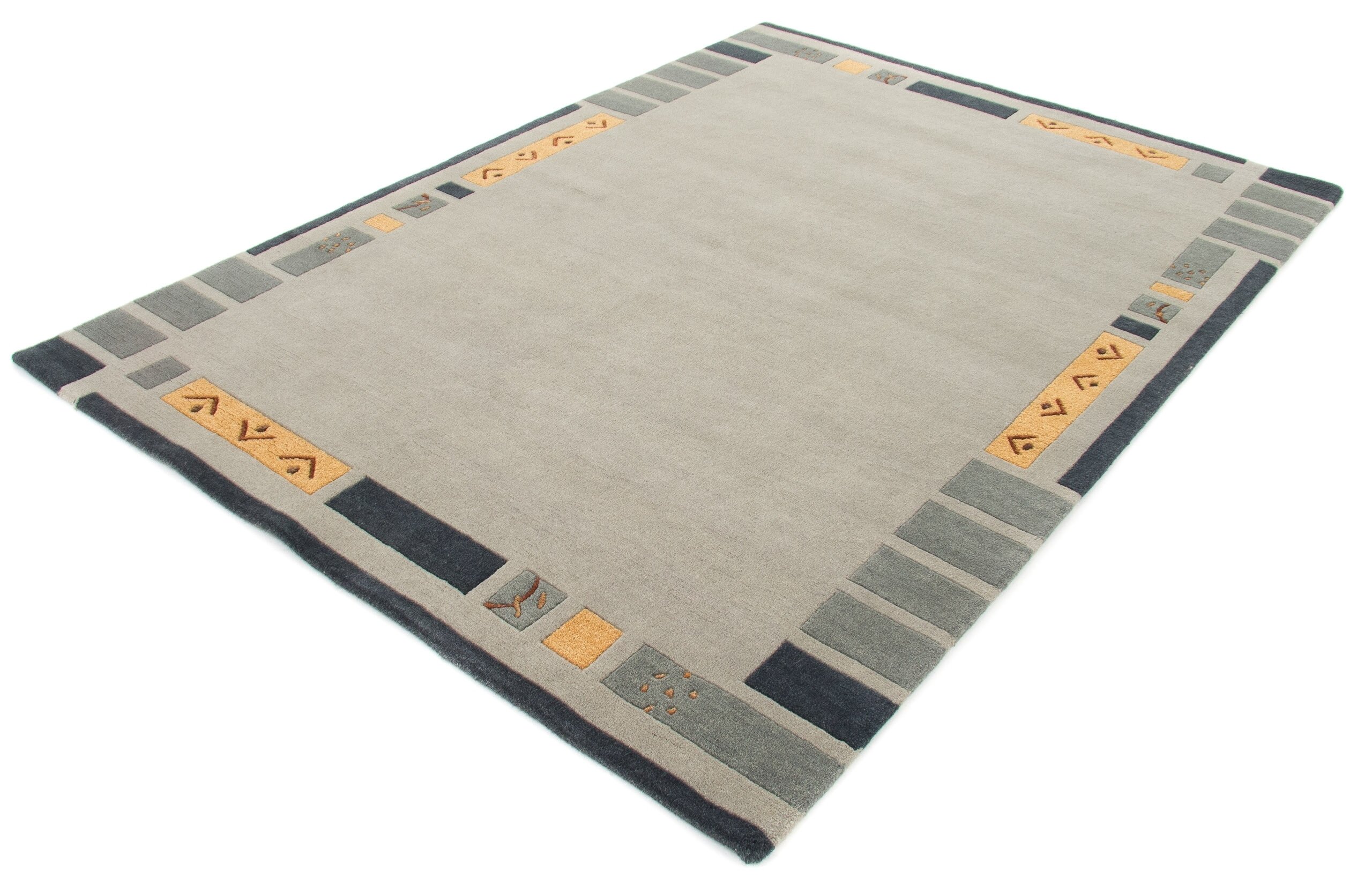 Carpetfine Handgefertigter Teppich Nepal Jaipur aus Wolle in Grau | Kurzflor-Teppiche