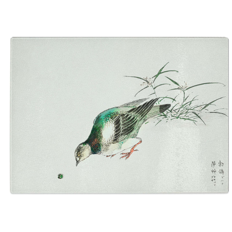 Glass Eastern Turtle Dove by Numata Kashu Chopping Board, 28.5 cm W x 20 cm L