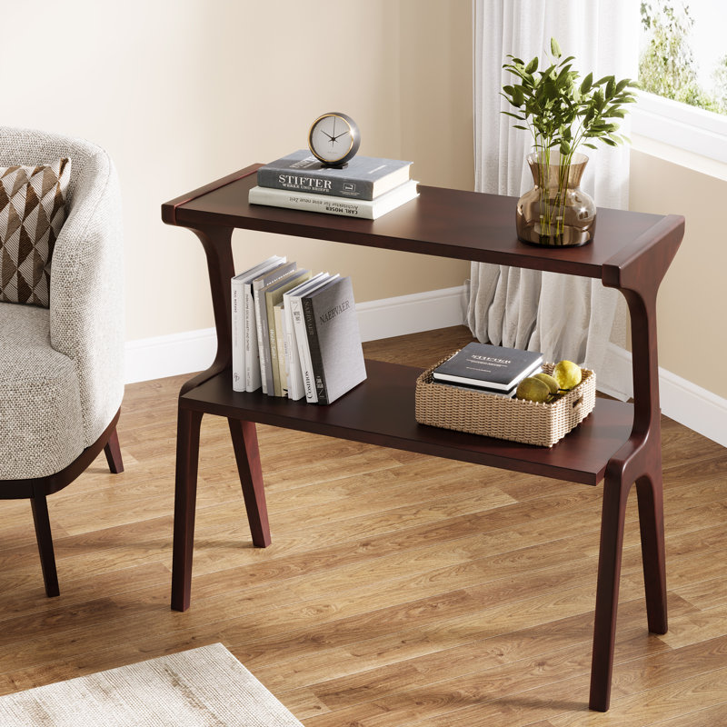 2-tier Slim Sofa End Table, Burgundy