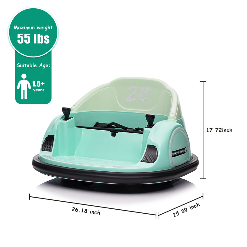Voiture autoportée 12V avec enfants, télécommande et jouet électrique pour tout-petits, Vert