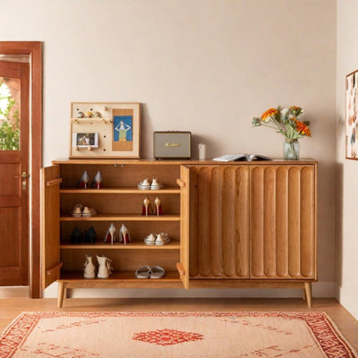 Modern Versatile Solid Wood Shoe Storage Cabinet